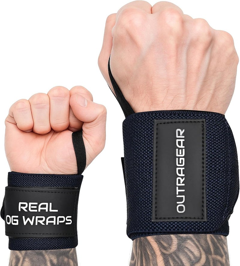OUTRAGEAR 18" OG-Grade Wrist Wraps for Weightlifting – Heavy Duty Wrist Support with Thumb Loop & Lockdown Strap – Wrist Straps for Powerlifting, Bench Press & Gym Training - Image 1